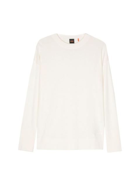 BOSS logo-rubberised fine-knit jumper