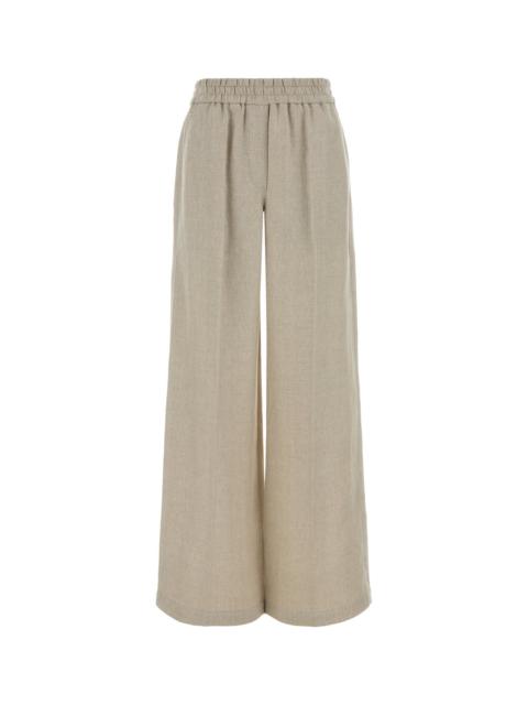 Brunello Cucinelli Melange beige linen blend wide-leg pant