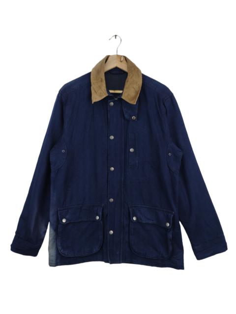 Other Designers Japanese Brand - GU Denim Jacket Corduroy Collar Faded Colour