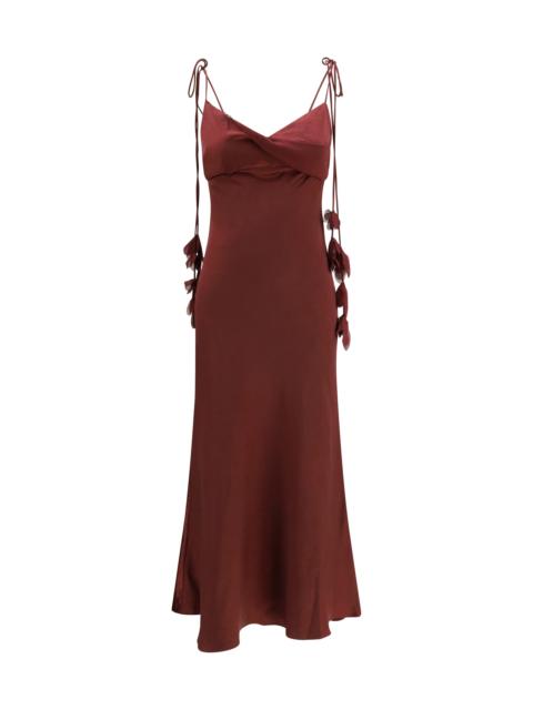 self-portrait Self-portrait Satin Flower Midi Dress