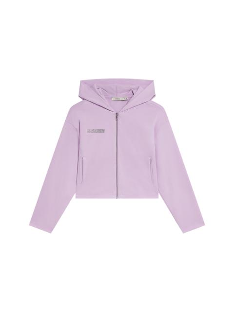 PANGAIA Womens Double Jersey Cropped Zip Up Hoodie - Crocus Purple