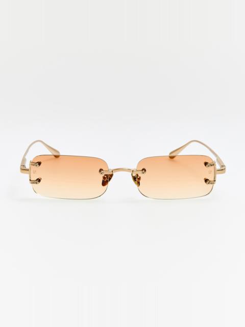 LINDA FARROW Taylor Sunglasses in 22K Gold and Camel