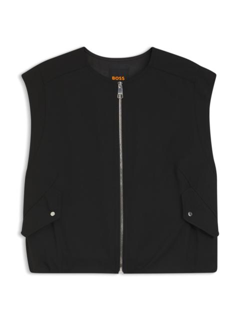 BOSS ZIP-FRONT WAISTCOAT IN TWILL