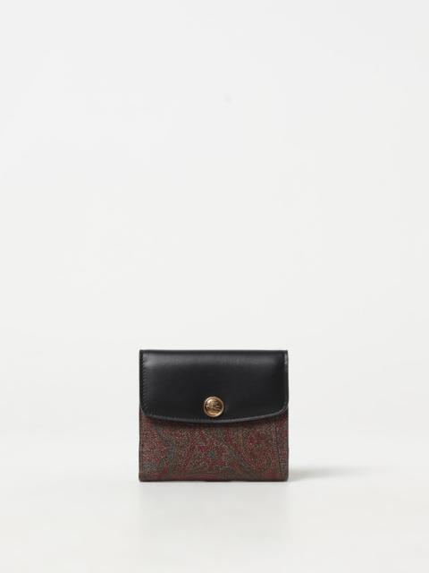 Etro wallet in coated cotton and leather with logo