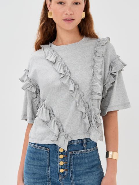 ULLA JOHNSON Sydney Short Sleeve Ruffle Tee