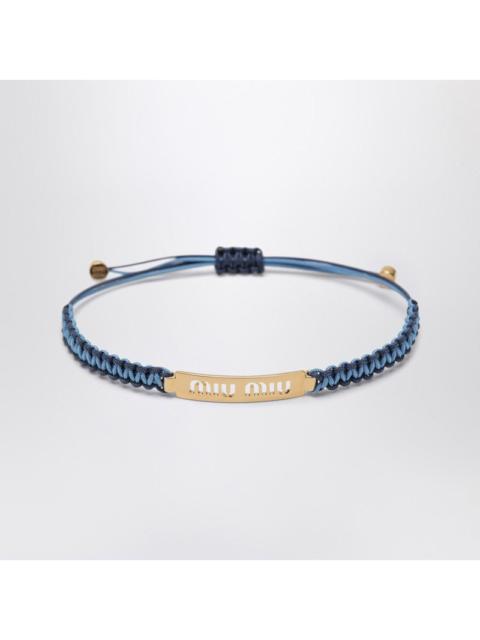 Miu Miu Miu Miu Light Blue/Blue Braided Cord Bracelet Women