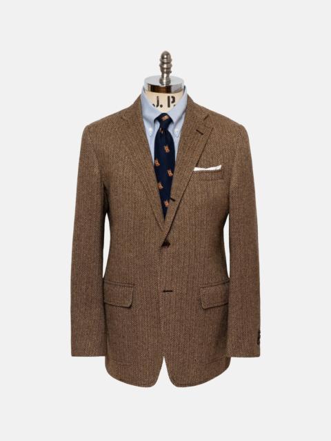 J. PRESS MADE-IN-USA BROWN & TAN HERRINGBONE LAMBSWOOL SPORT COAT