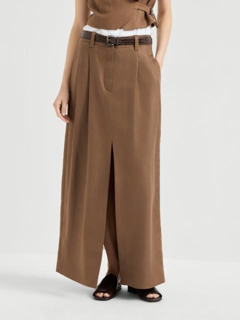 Brunello Cucinelli Linen diagonal sartorial skirt with monili