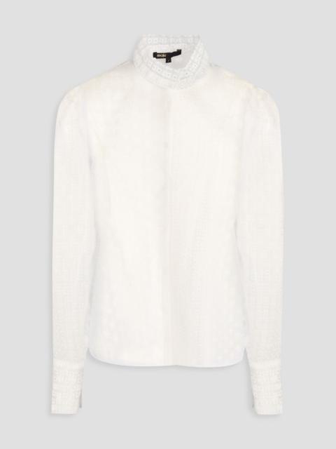 maje Embroidered cotton-blend organza shirt