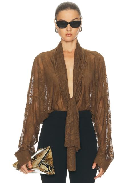 NORMA KAMALI for FWRD Super Oversized Boyfriend Stretch Lace Bodysuit