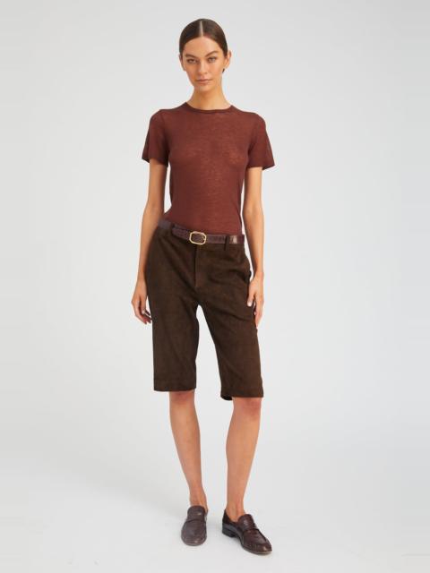SPRWMN AMERICANO SUEDE BERMUDA TROUSER SHORTS