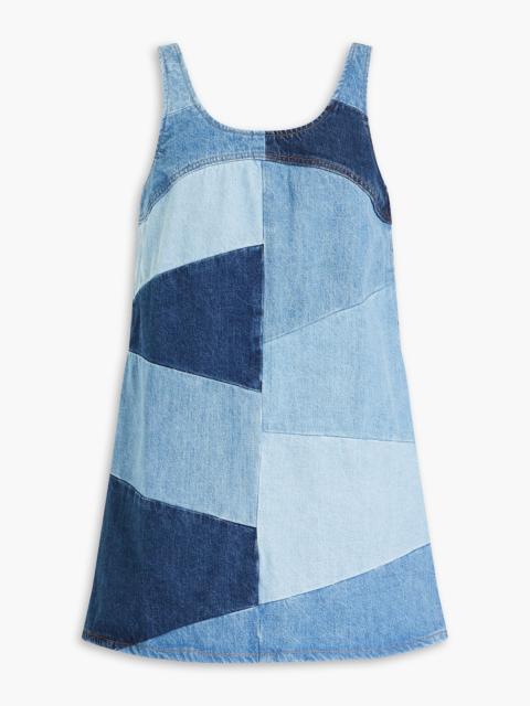 FRAME Patchwork-effect denim mini dress