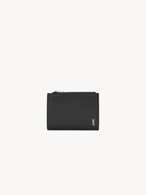 SAINT LAURENT TINY CASSANDRE BI-FOLD WALLET IN GRAINED LEATHER