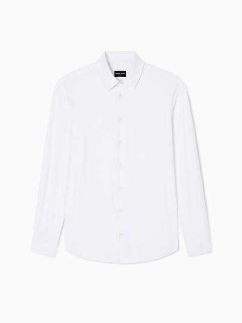 GIORGIO ARMANI SLIM-FIT SHIRT IN MICRO-TEXTURED JERSEY