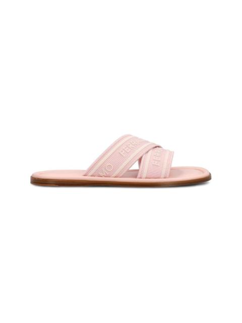FERRAGAMO Logo Embossed Slip-on Sandals