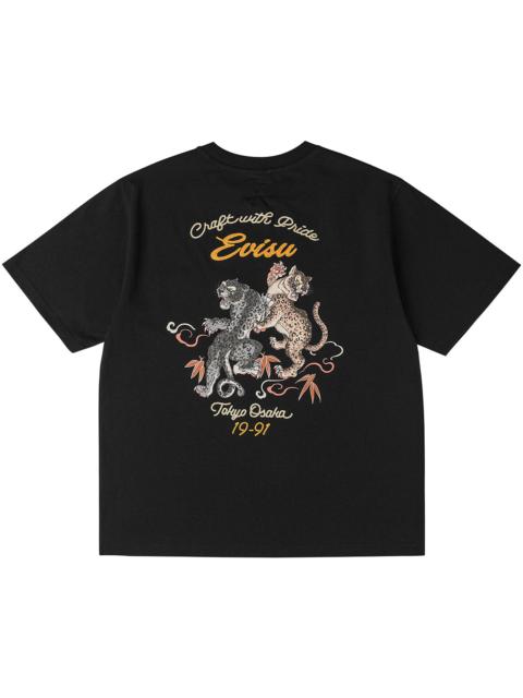 EVISU Duo Leopard Printed Embroidery T-Shirt