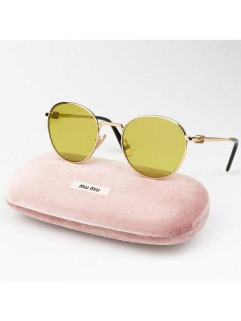 Miu Miu NEW Miu Miu MU55ZS 5AK07O Gold Olive Green Round Unisex Sunglasses 0MU 55ZS