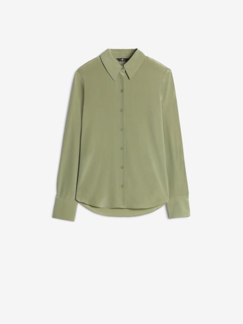 7 For All Mankind Long Sleeve Silk Blouse in Army