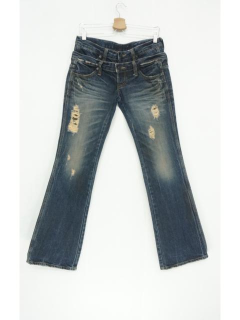 Other Designers Archival Clothing - FUGA Vintage Distressed Double Waist Lowrise Flared Jeans