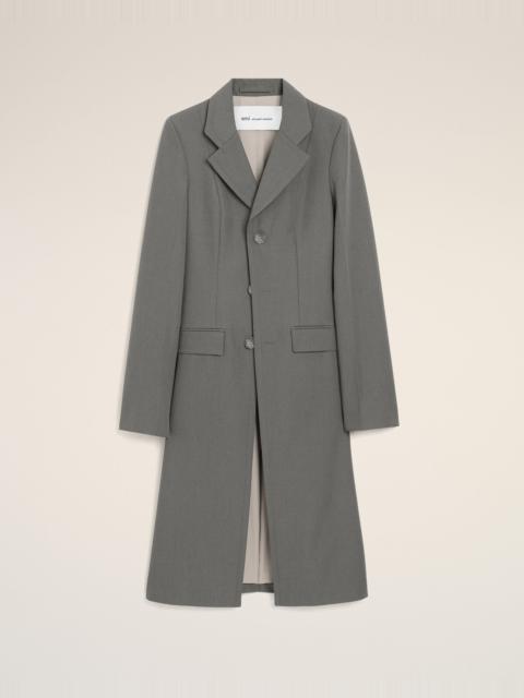 AMI Paris GREY NEW WOOL SIMPLE BREASTED FITTED COAT