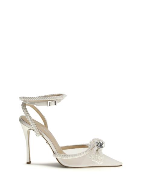 MACH & MACH Mach & Mach Women Double Bow White Pearl Mesh High Heels