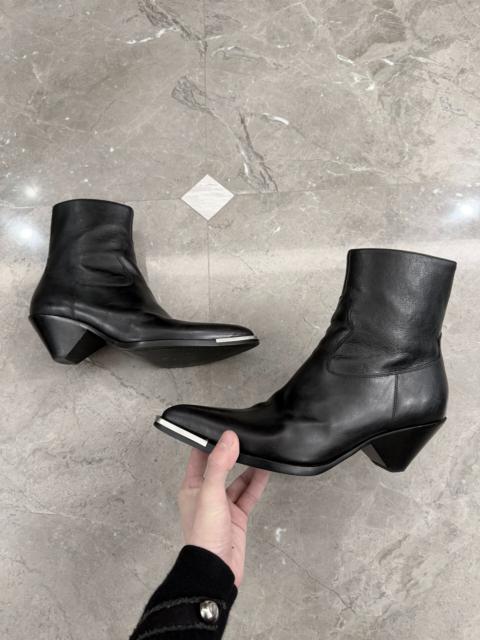 CELINE Celine ZIPPED CONIQUE BOOT WITH METAL TOE in SHINY CALFSKIN by Hedi Slimane
