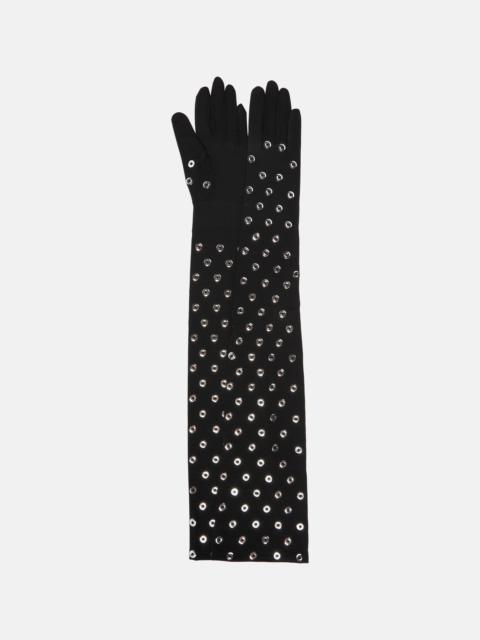 Alaïa Eyelet embellished jersey gloves