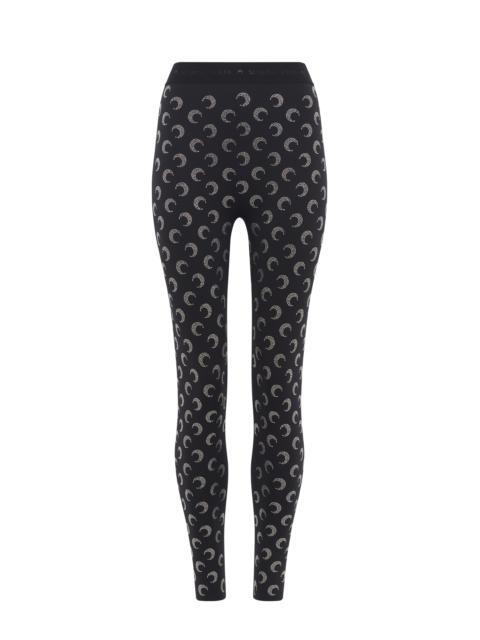 Marine Serre Recycled Moon Strass Jersey Stirrup Leggings