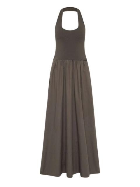 ST. AGNI Halter Gathered Dress in Khaki