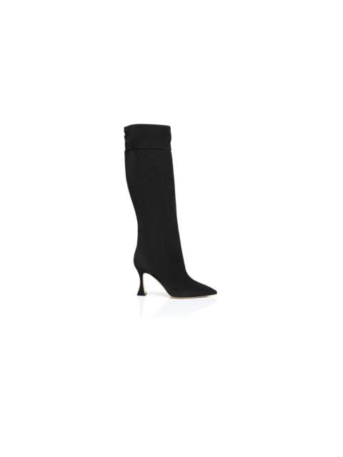 Manolo Blahnik Black Suede Knee High Boots