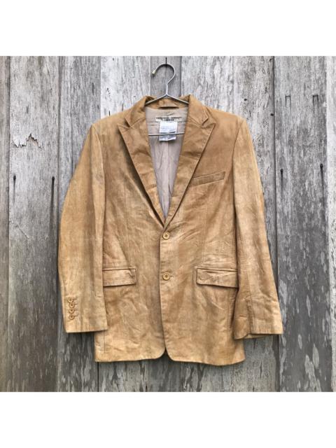 Other Designers Vintage - Vtg Katharine Hamnett London Double Breasted Leather Blazer