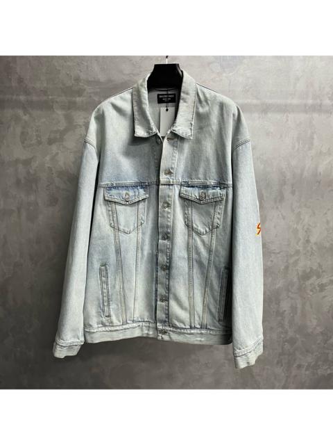 BALENCIAGA Balenciaga Solid Blue Lapel Single-Breasted Long-Sleeve Denim Jacket