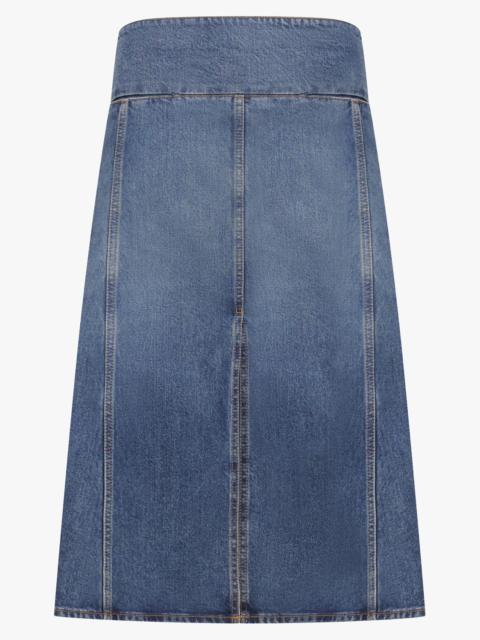 Alaïa LOW-WAIST FRONT SLIT DENIM MIDI SKIRT | BLUE FLASH