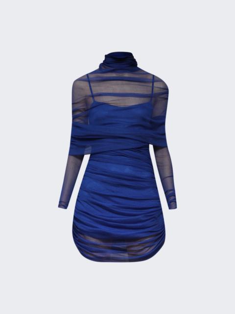 CHRISTOPHER ESBER Christo Sheer Wrap Mini Dress Yves Blue