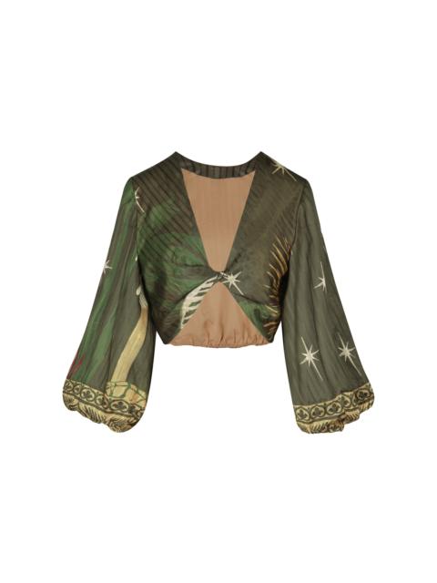 Johanna Ortiz Afterwork Silk Blend Cropped Top olive
