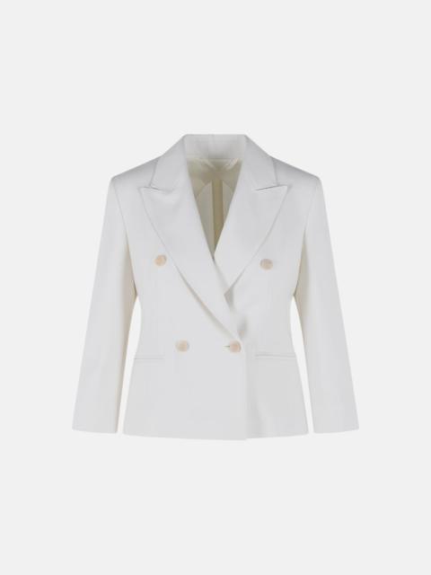 Max Mara 'DORICO' CROPPED BLAZER IN IVORY WHITE WOOL TELA