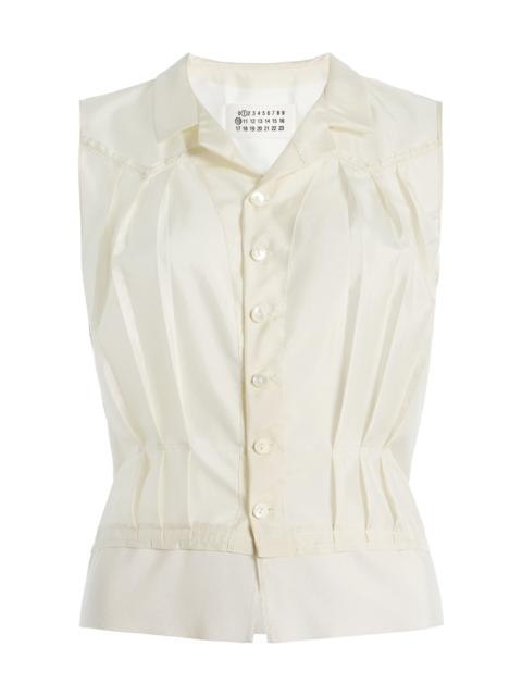 Maison Margiela Pleated Satin Top ivory