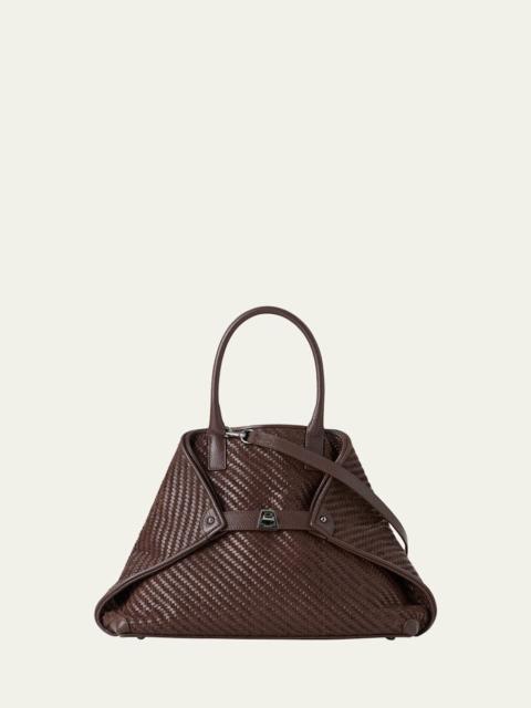 AKRIS Small Woven Leather Tote Bag