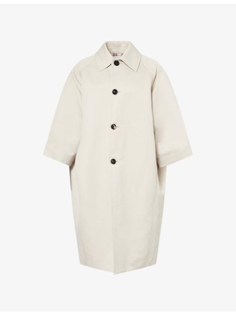 Bottega Veneta Raglan-Sleeves Relaxed-Fit Cotton And Silk Coat