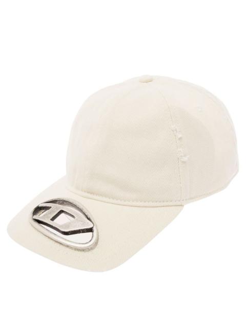 DIESEL 'C-BEAST-A1' WHITE BASEBALL CAP WITH D LOGO CUT-OUT IN COTTON MAN