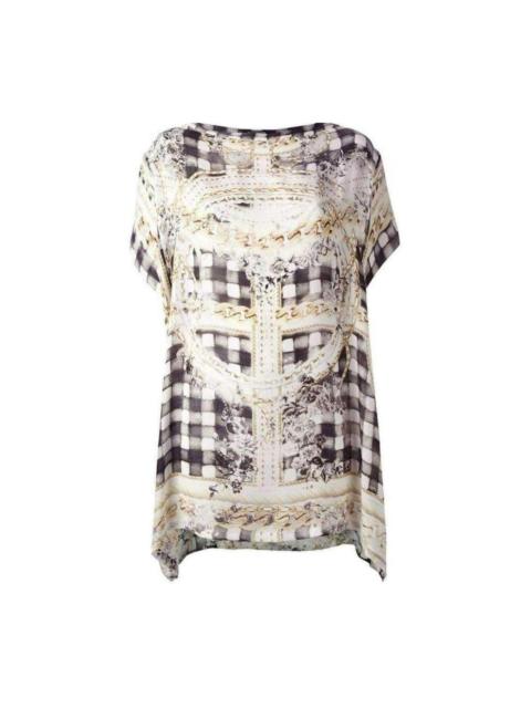 Balmain Cream Printed Silk Tunic Dress with Batwing Sleeves