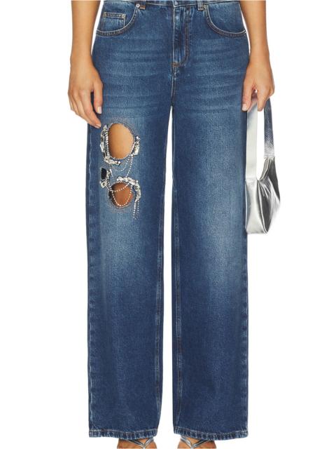 AREA Crystal Chain Cutout Relaxed Leg