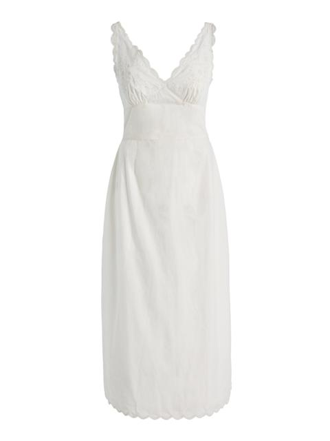 POSSE Exclusive Lois Broderie Anglaise Cotton Midi Dress white