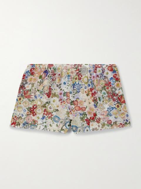 KHAITE Tilly Floral-print Silk-chiffon Shorts