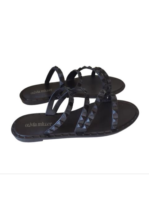 Other Designers NWOT Olivia Miller Studded Strappy Summer Flat Sandals 9 Black