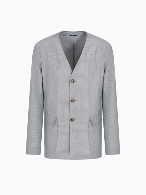 GIORGIO ARMANI VISCOSE AND LINEN SINGLE-BREASTED JACKET