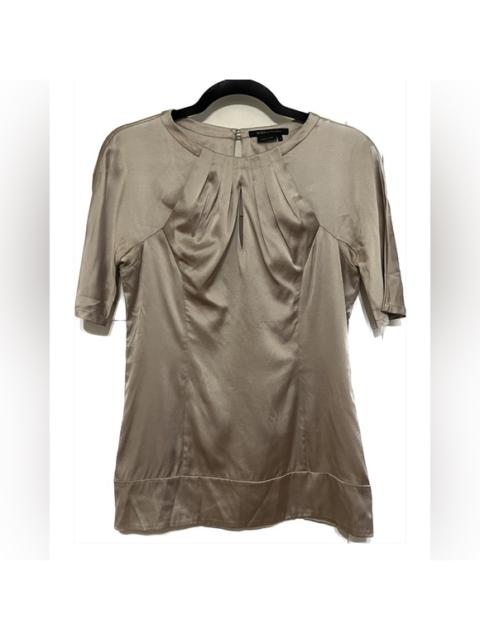 Other Designers BCBGMaxAzria Taupe/Grey Silk Pleated Top