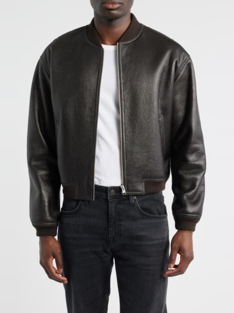 FRAME FRAME Genuine Shearling Lined Bomber Jacket in Dark Brown at Nordstrom