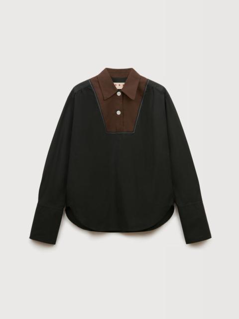 Marni BLACK POPLIN SHIRT WITH CONTRAST BIB INSERT