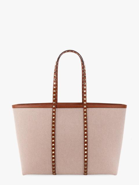 Valentino Garavani Canvas And Leather Shoulder Bag With Iconic Studs